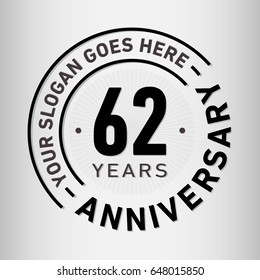 62 years anniversary logo template. Vector and illustration.