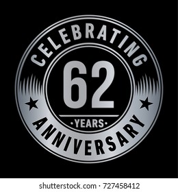 62 years anniversary logo. Vector and illustration.