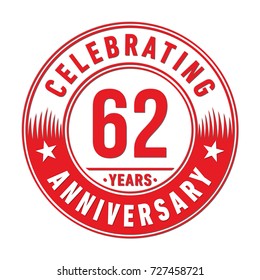 62 years anniversary logo. Vector and illustration.