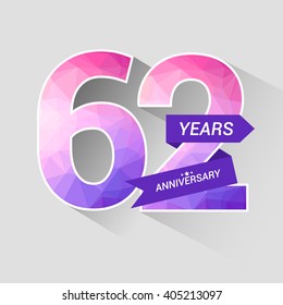 62 Years Anniversary with Low Poly Design