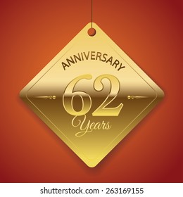 62 Years Anniversary poster / template/ tag design Vector
