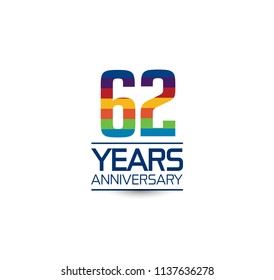 62 years anniversary rainbow color style simple design with white background for company celebration event