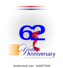 62 Years Anniversary Vector Template Design Illustration