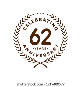 62 years design template. 62nd vector and illustration.