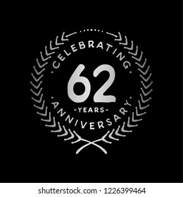 62 years design template. 62nd vector and illustration.