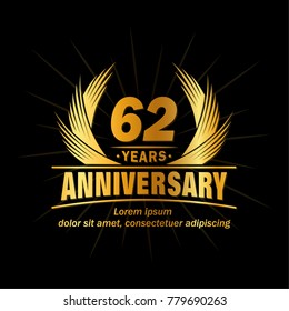 62 years design template. Anniversary vector and illustration template.