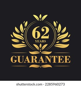 Vector de logotipo de garantía de 62 años, símbolo de signo de garantía de 62 años
