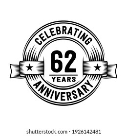 62 Jahre Logo-Design-Vorlage. 62. Jubiläum, Vektorgrafik und Illustration.