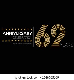 62 años celebrando el logo. feliz aniversario 62. Saludos celebran.