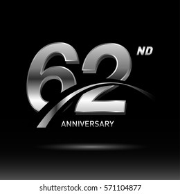 62 years silver anniversary logo celebration