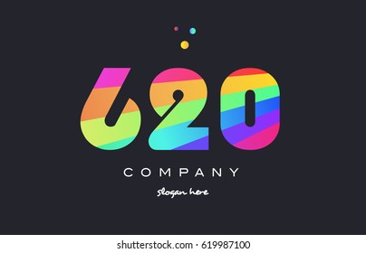 620 creative color green orange blue magenta pink number digit company logo vector icon spectrum
