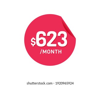 $623 Mes de Dólar. 623 USD Pegatina mensual