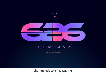 626 pink blue purple number digit numeral dots creative company logo vector icon design template