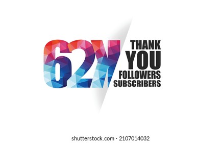 62K, 62.000 followers, subscribers design for internet, social media, anniversary and celebration achievement-vector