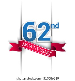 62nd Anniversary celebration logo, Vector design template elements for your birthday party.