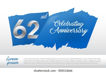 62nd anniversary logo with blue abstract backgrond. design template