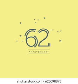 62nd Anniversary logo vector template