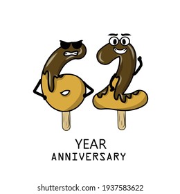 62nd year anniversary celebration vector template design illustration