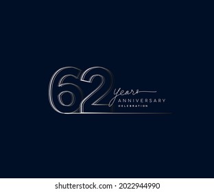 62nd years anniversary celebration logotype with linked number. Simple and modern design, vector design for anniversary celebration.