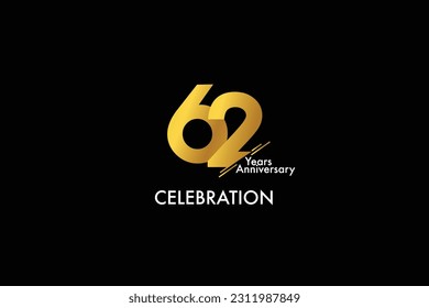 62th, 62 years, 62 year anniversary gold color on black background abstract style logotype. anniversary with gold color isolated on black background, vector design for celebration vector