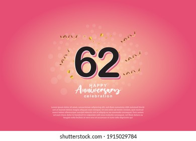 62th anniversary background with 3D number illustration