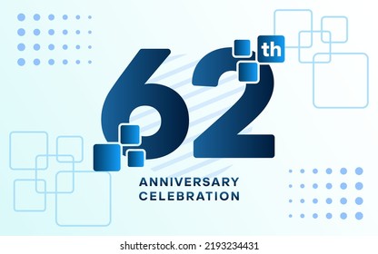 Logotipo de celebración del 62° Aniversario. Diseño de plantillas de celebración de aniversario, ilustraciones vectoriales.