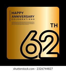 62th anniversary celebration template design with simple and luxury style in golden color
