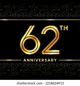 62th Anniversary Logotype. Golden Anniversary template design for celebration event, invitation card, greeting card, flyer, banner, poster, double line logo, vector illustration
