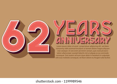 62th Anniversary numbers. background for anniversary