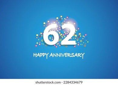 62th anniversary on blue background