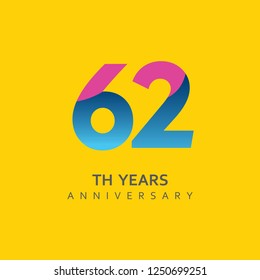 62th Year Anniversary Vector Template Design Illustration.