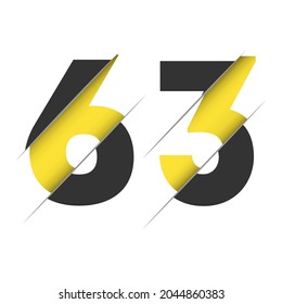 63 6 3 Number Logo Design with a Creative Cut and Black Circle Background. Creative logo design.