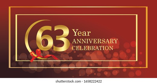 63 anniversary logo vector template. Design for banner, greeting cards or print.