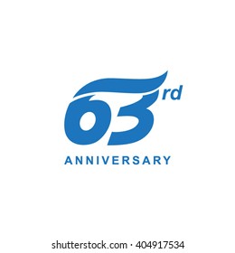 63 anniversary wave logo blue