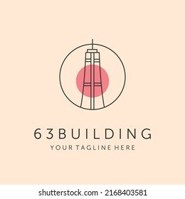 63 building and sun line logo vector symbol illustration design