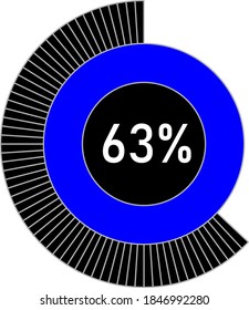 63% circle percentage diagram for web design, user interface (UI) or infographic - indicator with blue and black