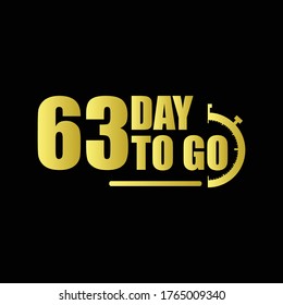 63 day to go Gradient label,sign,button. Vector stock illustration