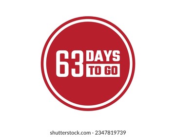 63 days to go red vector banner illustration isolated on white background