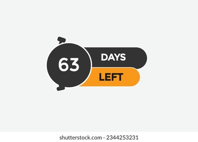 63 días, cuenta regresiva izquierda para ir una plantilla de tiempo, cuenta regresiva de 63 días botón de etiqueta de banner izquierdo  
