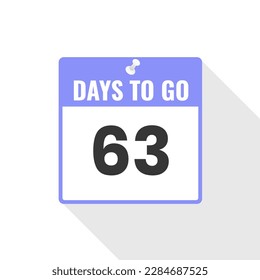 63 Days Left Countdown sales icon. 63 days left to go Promotional banner