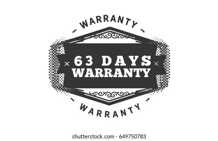 63 days warranty icon vector vintage grunge guarantee background