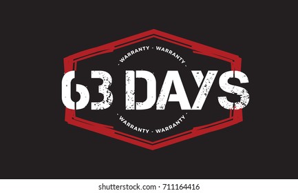 63 days warranty icon vintage rubber stamp guarantee