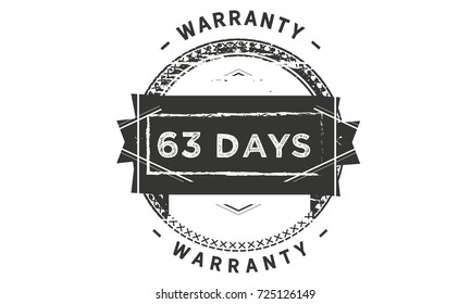 63 days warranty icon vintage rubber stamp guarantee