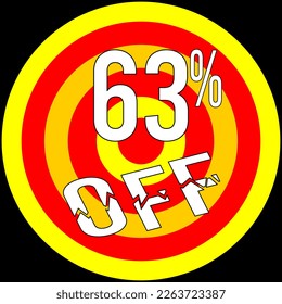 63% discount off, target in red and yellow on a black background.