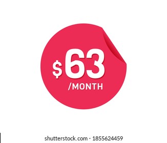 $63 Dollar Month. 63 USD Monthly sticker