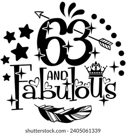 63 and fabulous black vector graphic design and cut file