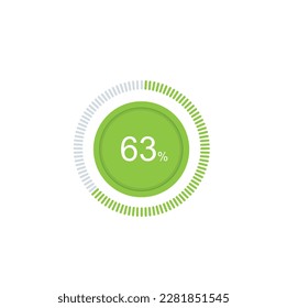 63% Loading. 63% circle diagrams Infographics vector, 63 Percentage ready to use for web design ux-ui.