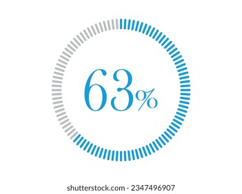 63% Loading. 63% circle diagrams Infographics vector, Percentage ready to use for web design.