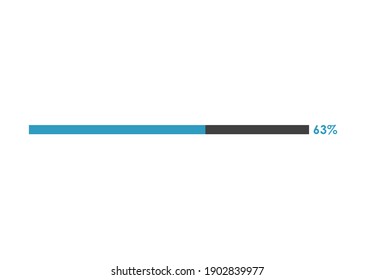 63% loading icon, 63% Progress bar vector illustration