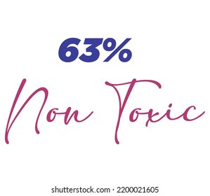 63% Non Toxic Label Sign for product vector art illustration with stylish font and Red Blue color